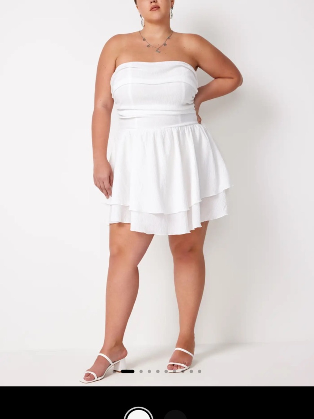Cider White Strapless Tiered Mini Dress